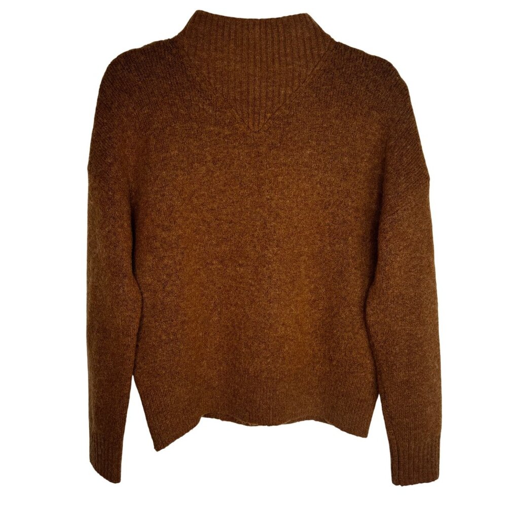 Madewell Womens Sz S Classic Brown Turtleneck Alpaca Wool Blend Sweater Workwear